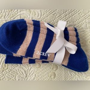 J Crew cashmere striped socks. New. Never worn. One size.